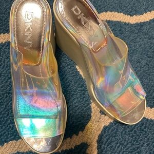 Transparent Iridescent DKNY Wedges